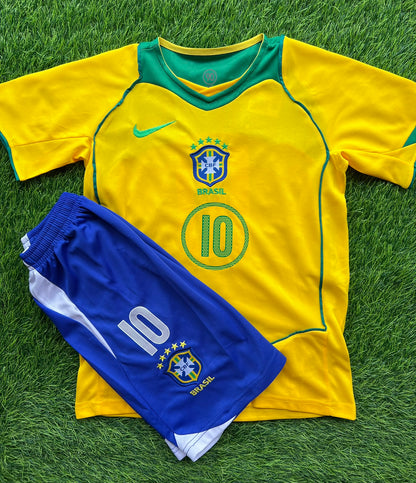 Conjunto Brasil 04/05 - Ronaldinho - Niños - Retro